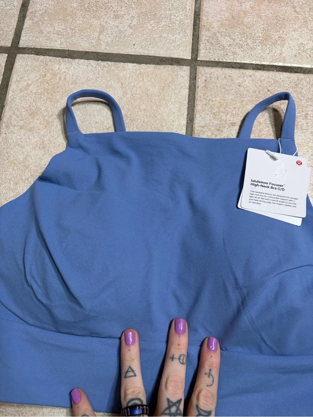 NWT Lululemon Focuser High-Neck Bra *C/D Cup (Prep Blue) Size M